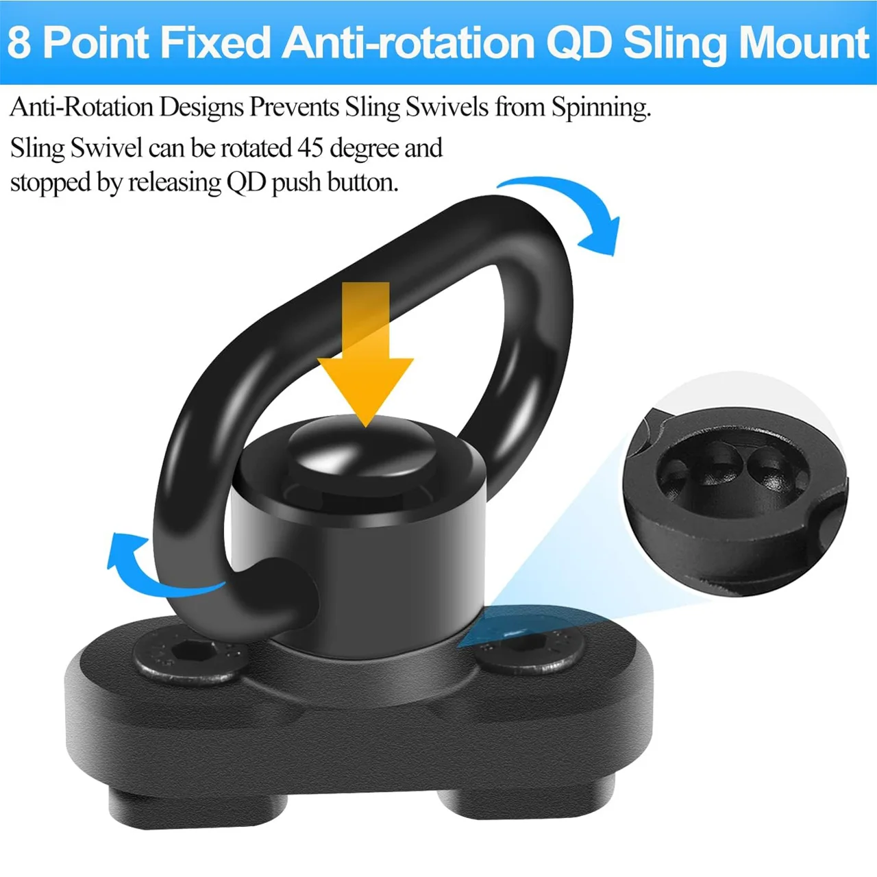 Mlok QD Sling Swivel Mount with 1.25 Inch Quick Detach Buckle Push Button Attachment Points Outdoor Hunting airsoft accessories