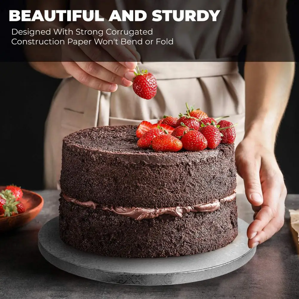 5Pcs/Set 8/10/12-Inch Cake Board Non-stick Food Grade White Cake Boards Thick Corrugated Paper Round Base Holder Plate