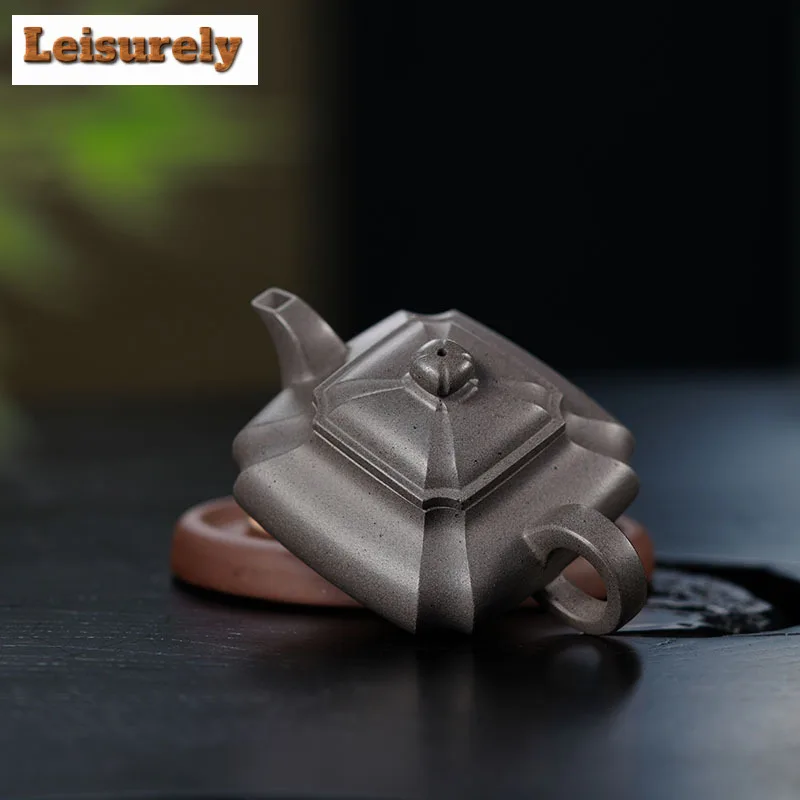 140ml High-end Yixing Purple Clay Teapot Famous Master Handmade Pot Raw Ore Steel Grey Section Mud Tea Maker Kettle Zisha Teaset