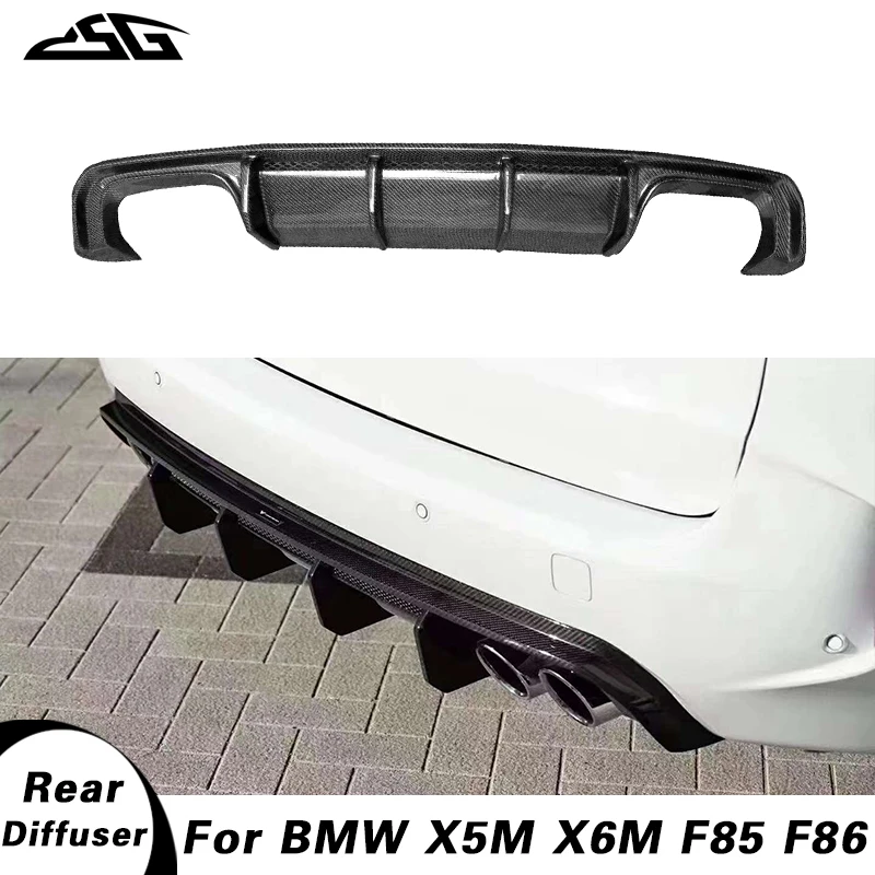 

V Style Carbon Fiber Rear Spoiler Diffuser Lip For BMW X5M X6M F85 F86 M Sport 2019+ Car Rear Bumper Diffuser Lip Splitter