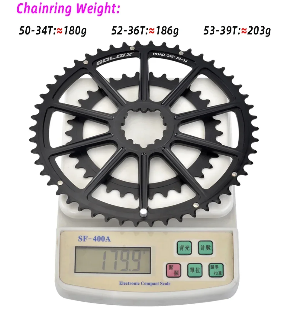 Goldix ultraleichte Rennrad kurbel garnitur 165/170/175mm Kurbel Aluminium legierung Hohl fahrrad Kurbel garnitur Doppel kettenblatt 50-34t/53-39t – Detail 8
