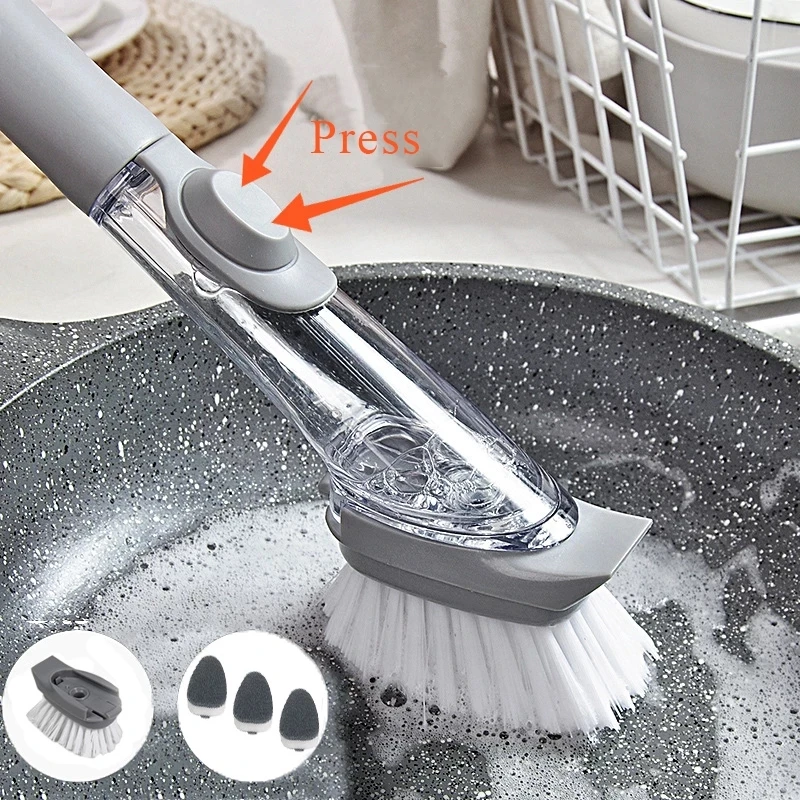 Kitchen Cleaning Brush With Removable Brush 2 In 1 Long Handle Cleaing