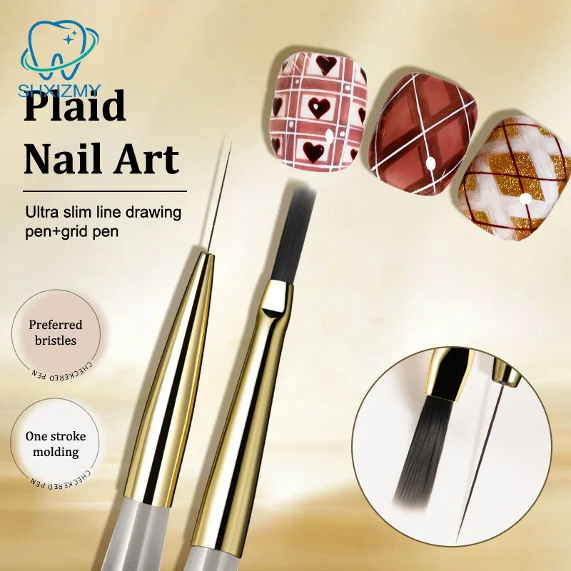 Pennello per pittura per nail art Linee acriliche Penna Strisce Griglia Fiore Farfalla Disegno Pennelli per acquerello Gel UV Design fai da te Manicure - immagine 3