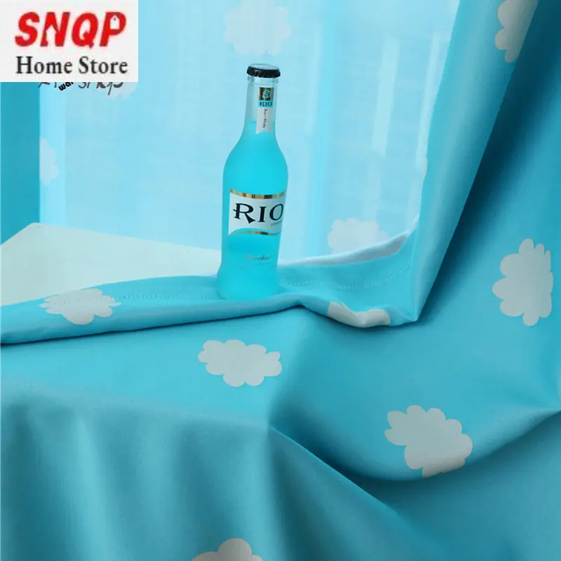 

AS 2023 New Modern Simple Children's Fabric Solid Color Printing Light Luxury Curtain Curtains for Living Dining Room Bedroom