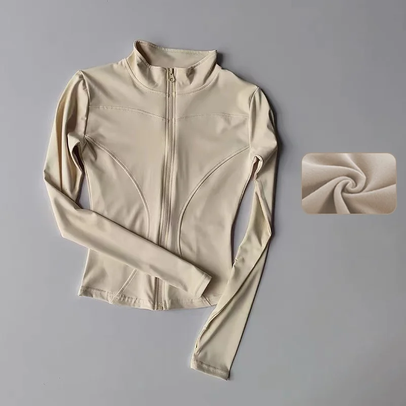 thumbnail image 1 of Deportes al aire libre de manga larga para mujer, ropa de Yoga ajustada, cárdigan con cremallera, chaqueta con cuello levantado, chaqueta para correr y Fitness, 1 of 6