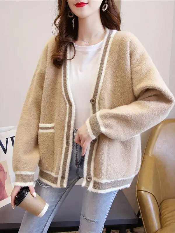가을 겨울 신상 임산부 스웨터 자켓 여성용 스몰 향수 스타일 숄 패셔너블 니트 오픈 가디건 아우터웨어