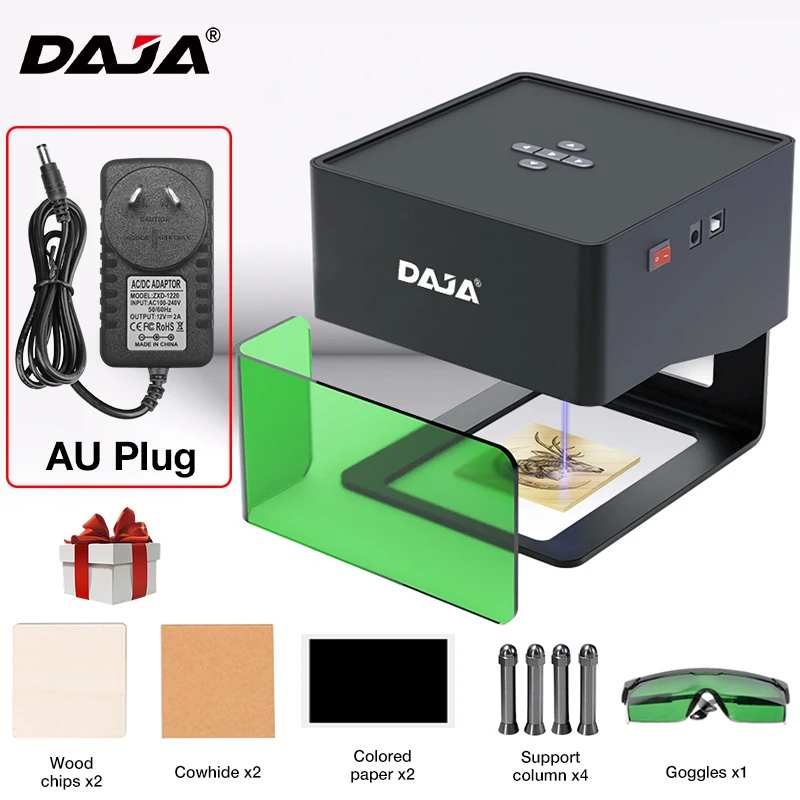 DAJA DJ6 آلة تحديد الشعار بالليزر لآلة وسم الأعمال الخشبية المنزلية تدعم التحكم اللاسلكي في تطبيق الهاتف المحمول BT