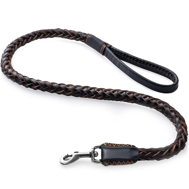Heavy and Duty Large Dog Leash Genuine Leather Braided Dog Training Leash for Shepherd Medium Large Dogs Pet Supplies 4