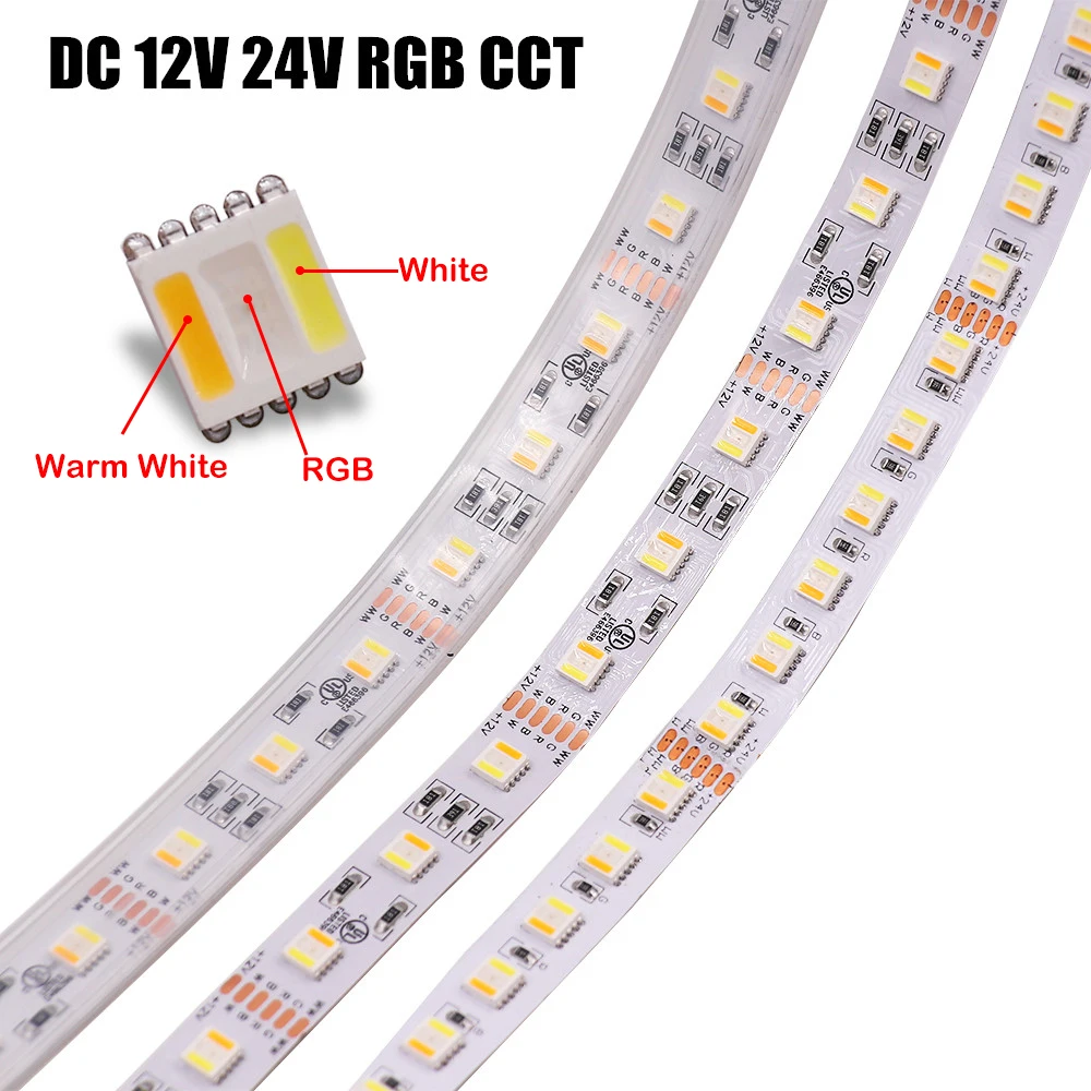 Светодиодная лента RGBCCT, 5 м, 12 В, 24 В