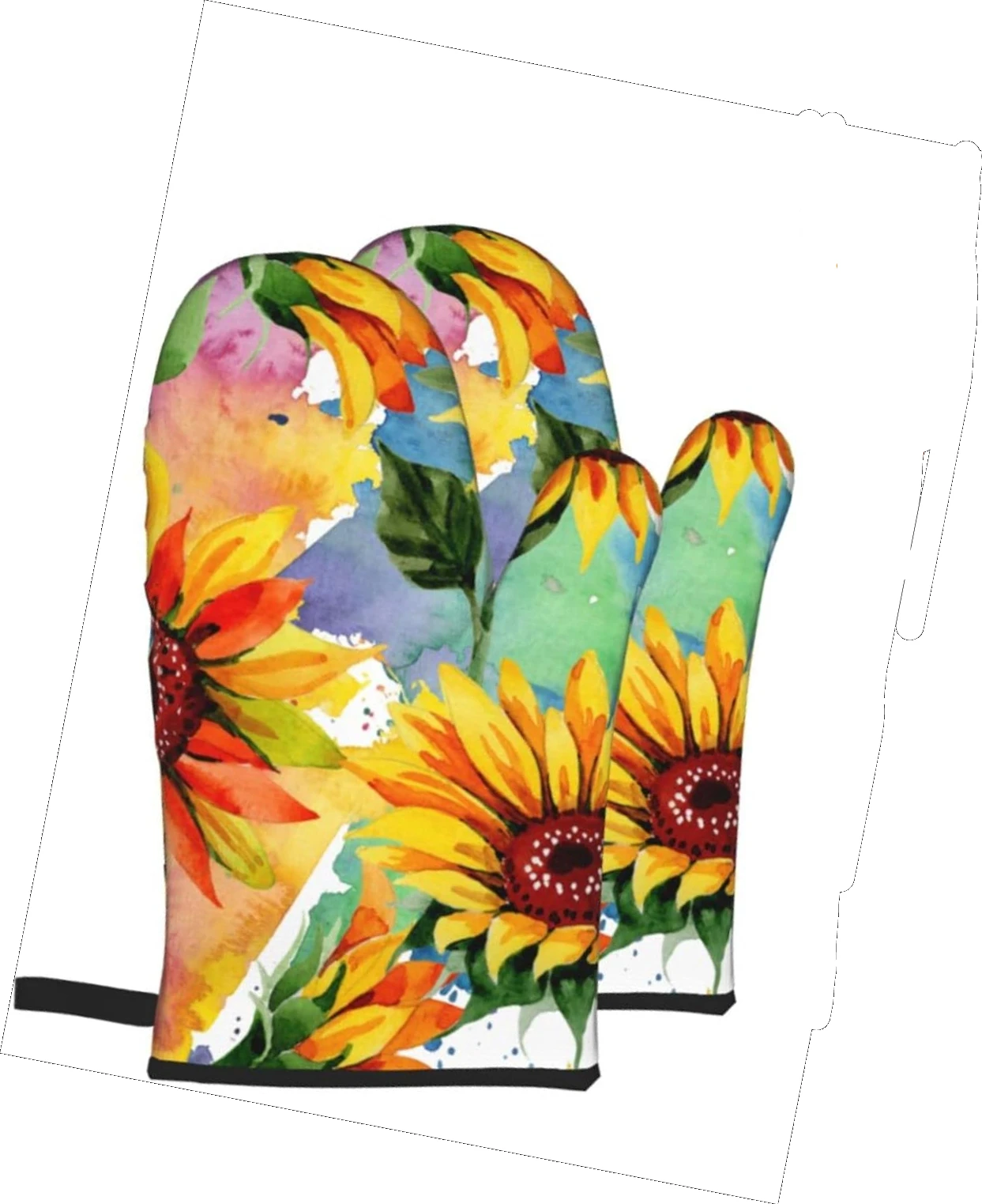 

Colorful Sunflower Oven Mitts Set of 2 Cooking BBQ Oven Mitts Gloves Grill Mitts Heat Resistant Housewarming Gifts Oven Gloves