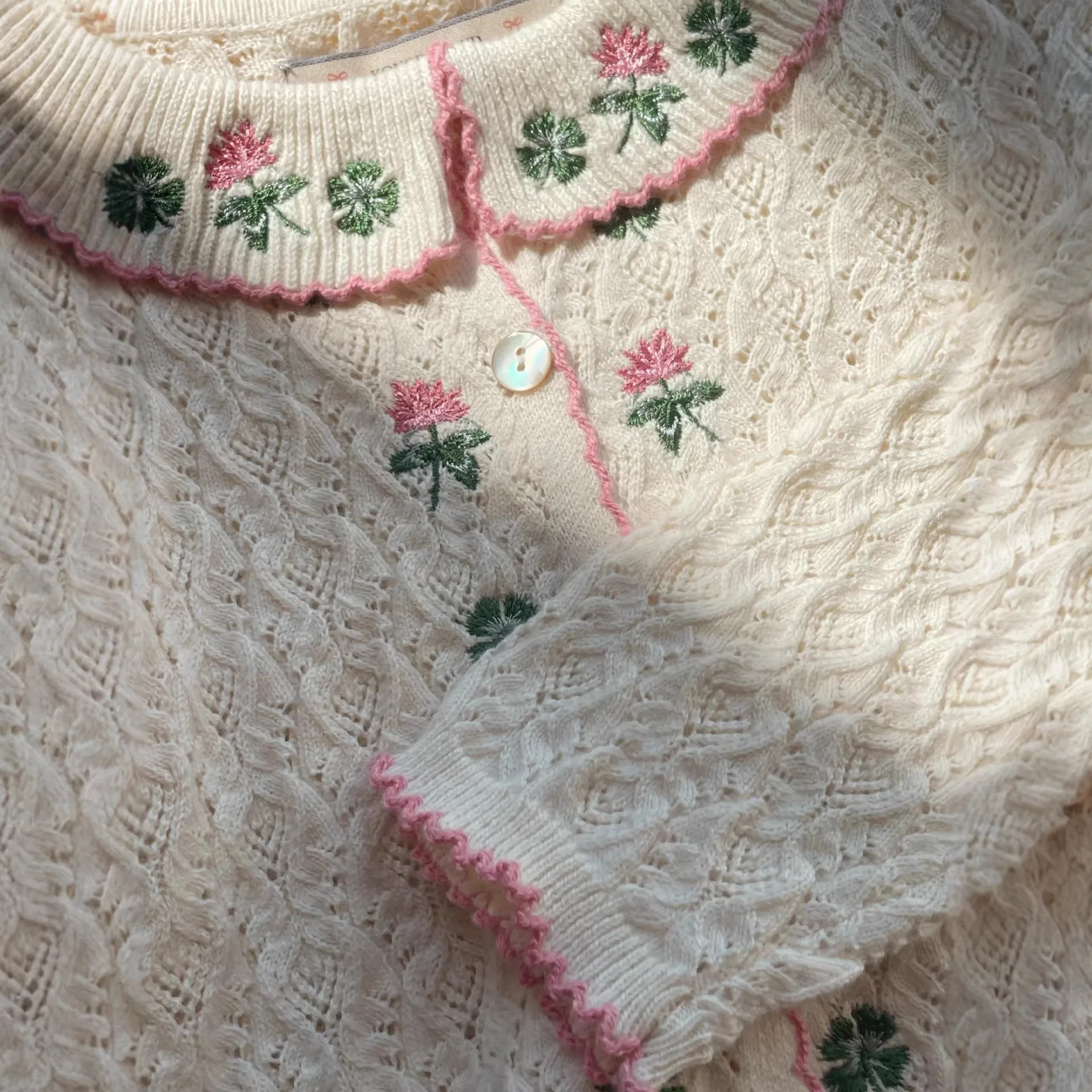 2026 새로운 봄 여름 아동 니트웨어 여아 가디건 스웨터  남아 여아 꽃무늬 롬퍼 및 반바지 의류