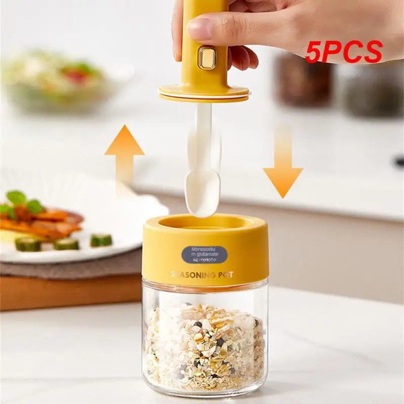 

5PCS Seasoning Box Telescopic Seasoning Jar Spoon Lid Sealed Salt Jar Seasoning Household Seasoning Bottle Kitchen Accessories