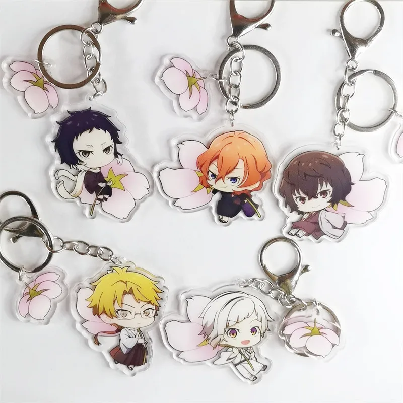 Аниме собаки накажима атсуши дазай Осаму Edogawa Rampo Peach Blossom Косплей Key цепочки брелок акриловая подвеска