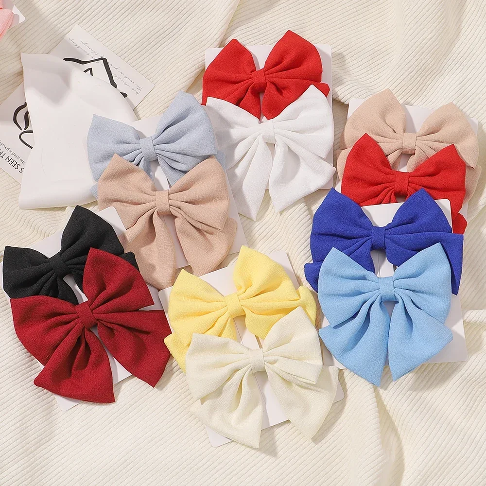 2pcs set baby lovely hair bows hair clip for girl soft cotton printed hairpin delicate toddler barrettes hairgripe headwear gift 2pcs/set 4.5