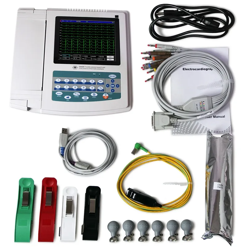 Contec ECG1200G Electrocardiogram ECG Machine with PC Sync Software Digital 12 Channel 12 Lead EKG, Touch Screen