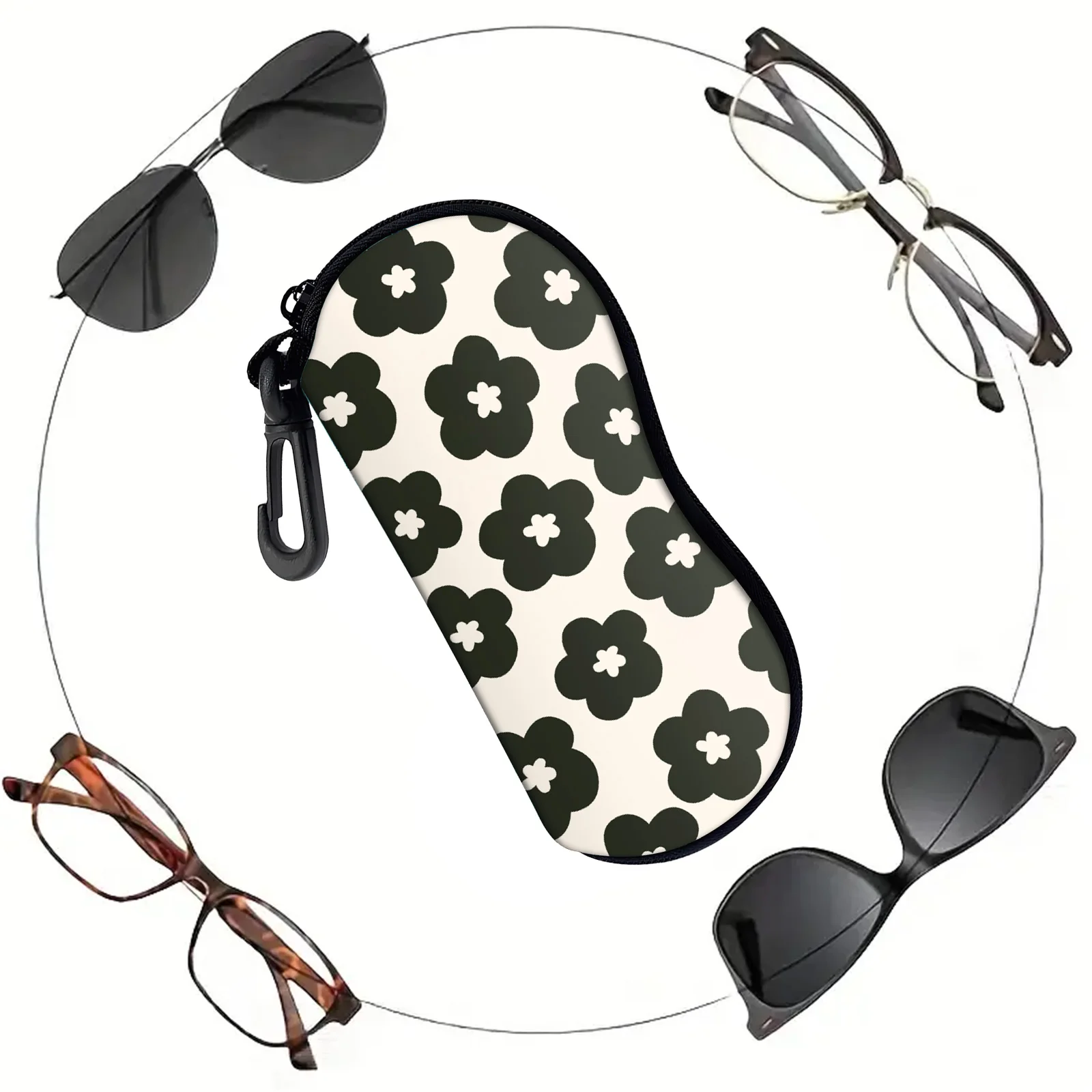 1Pcs Soft Sunglasses Case Neoprene Zipper Glasses Pouch Portable Eyeglasses Ba