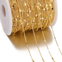 Gold Color Copper Chain with Sequins - 1.2mm 1M (Gold)