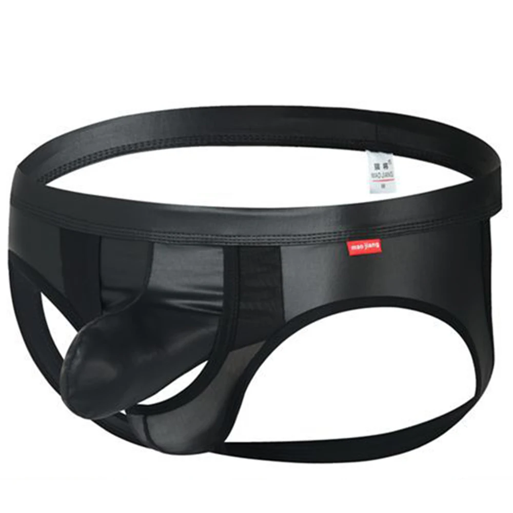 Mens PU Leather Panties Sexy Backless Gay Jock Strap Penis Pouch