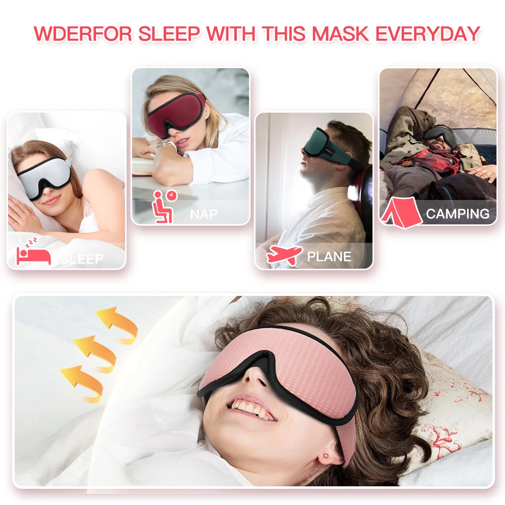 3D Sleeping Mask Blocking Light Sleep Eyemask Slaapmasker Memory Foam Eyeshade Blindfold for Eyes Mask Breathable Eyecover