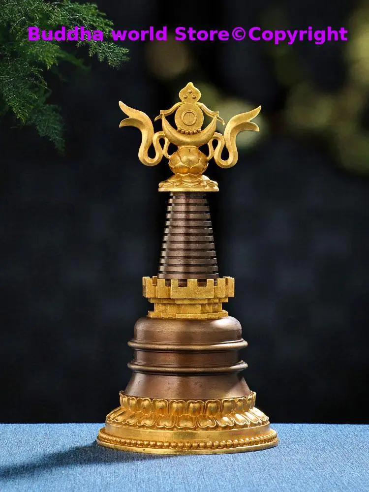 

Wholesale Buddhist articles Tantric talisman Tibet Buddhism buddha GEDANGTA dagoba stupa tower BRASS gilding pagoda statue