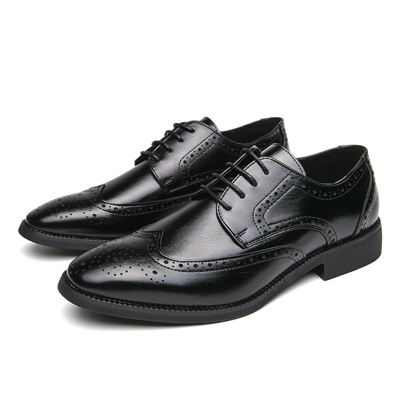 Classic Men's Brogue Leather Shoes Stylish Wingtip Oxford Dress Shoes for Formal & Casual Occasions Comfortable & Durable