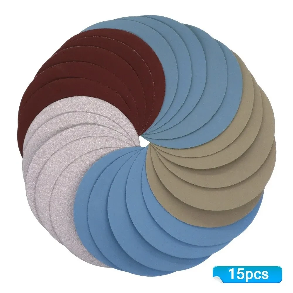 15pcs Sanding Discs 125mm Grit 1000 2000 3000 4000 5000 Hook Loop Round Disk sanding discs,polish sand paper,sandpaper tools,sandpaper set