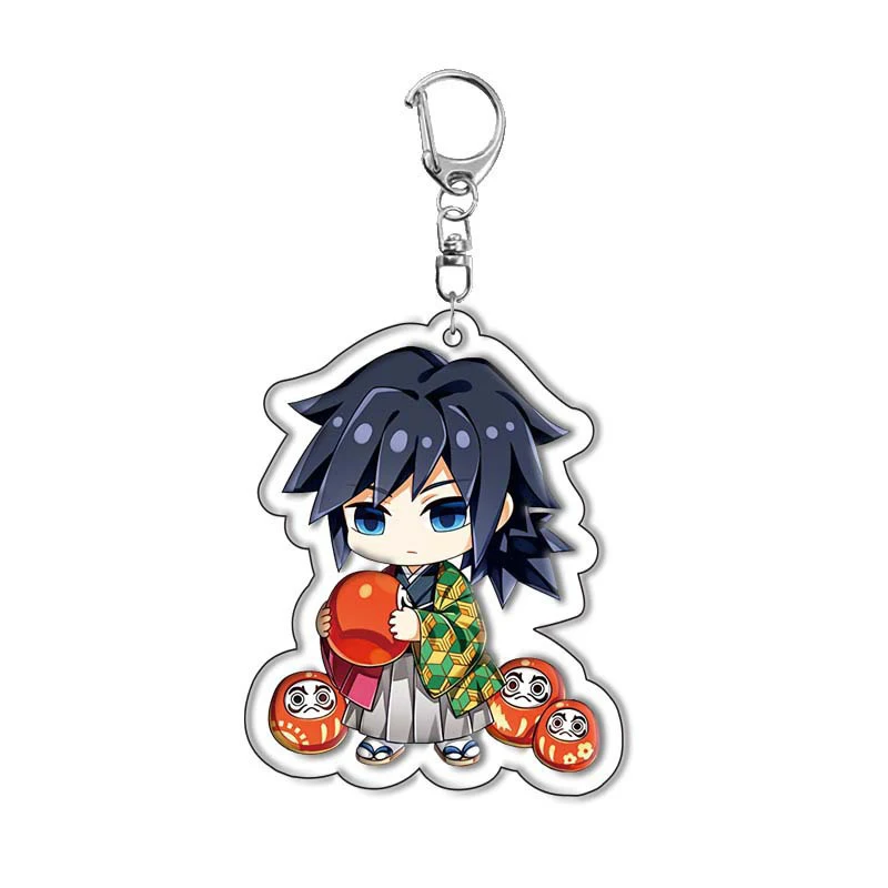 Porte-clés en acrylique version Q Demon Slayer, pendentif dessin animé Kamado Tanjirou Nezuko, cadeau de bande dessinée anime, accessoires de cosplay 6