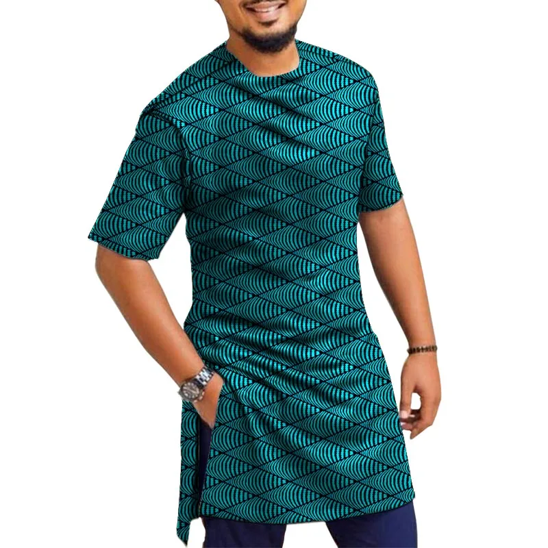 Summer Fashion Men's Print Tops Guaranteed African Wax Half Sleeve Ball Party Shirts