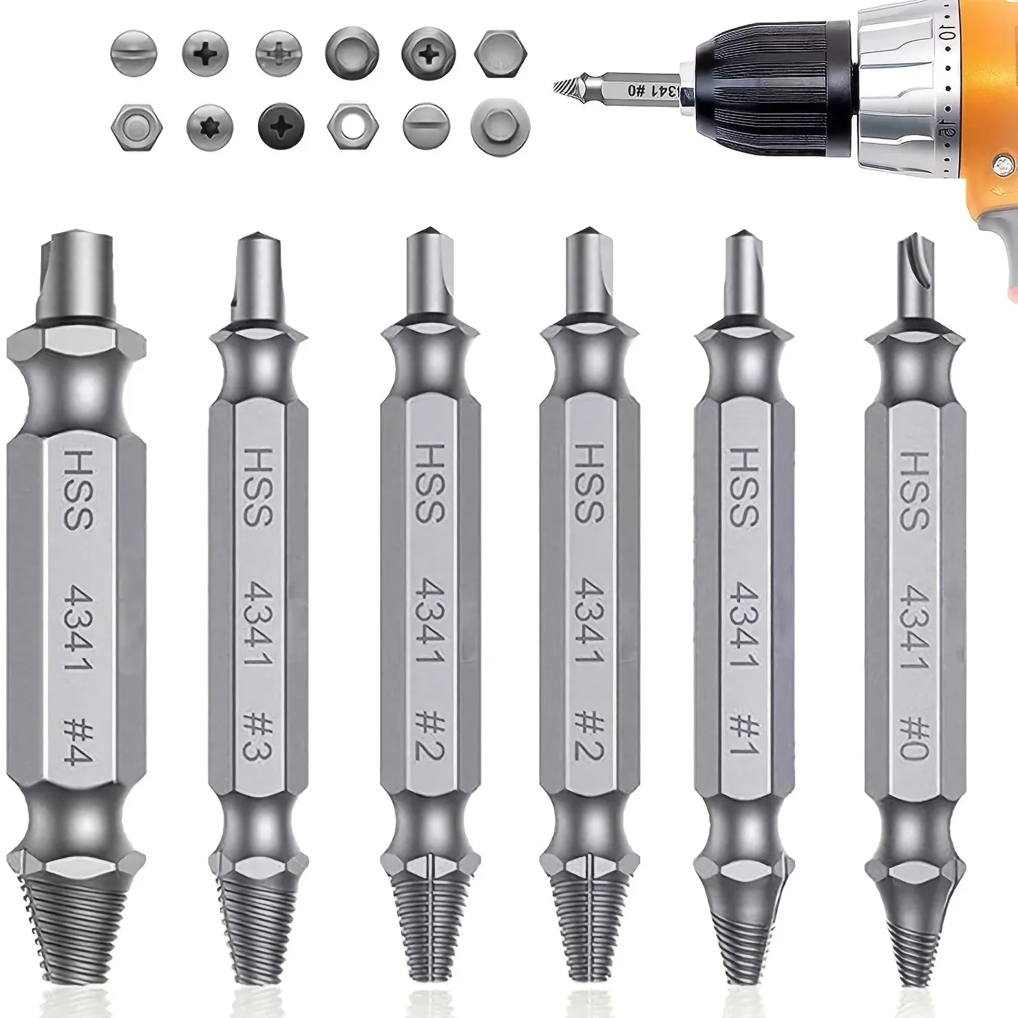 High Speed Steel HSS Drill Bit Screw Extractor Set - Stripped Broken Remover Kit Small Power Tools for Quick And Easy Removal