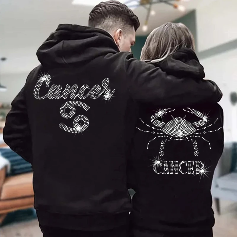 Personality Men Loose Brand Sweatshirt Hoodies Black Wing Rhinestone Hoody Male Casual Warm Punk Jacket Coats Women Pullover New