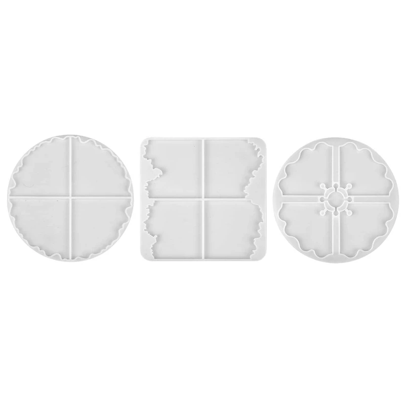 

3 шт., формы для подставки из силиконовой смолы, формы для подставки-пазла, форма для литья неправильной смолы для изготовления подставок, ковриков для чашек