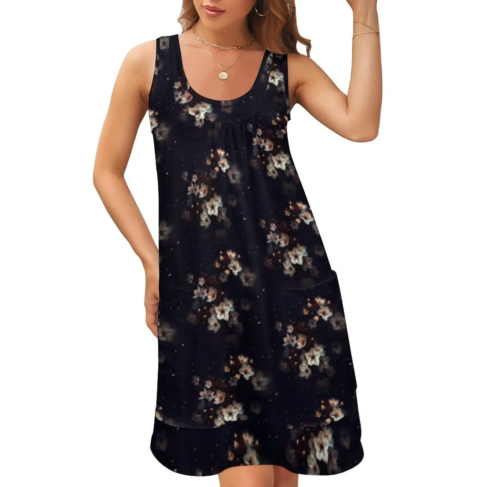 

Cherry Blossom Storm Sleeveless U-Neck Fake Two Piece Dress summer dress womens 2024 elegant dresses plus sizes