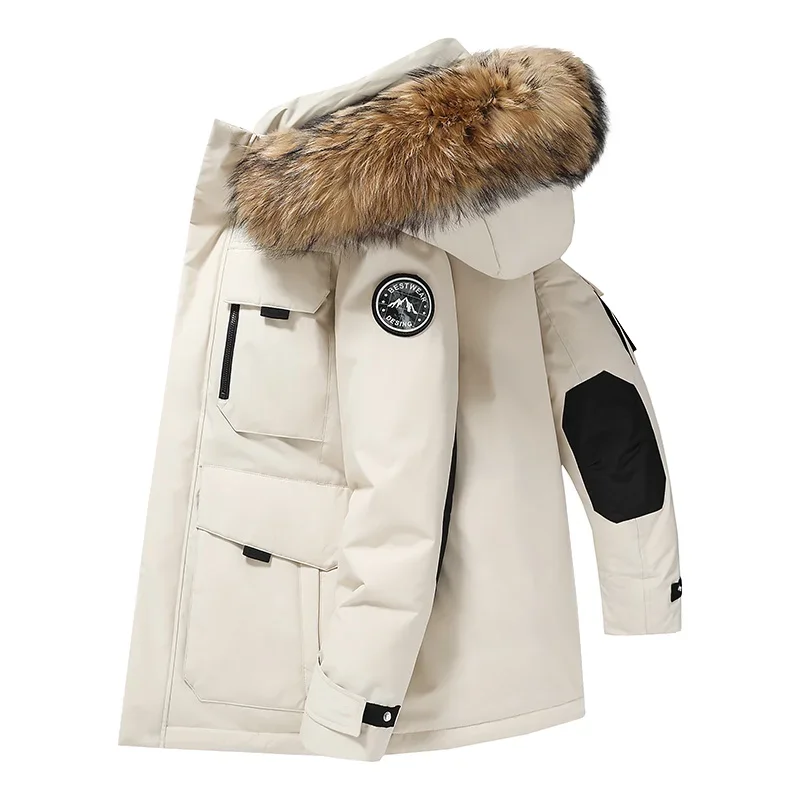 Fashion Parkas Male Casual Warm Down Jackets New Winter Mens Hooded Fur Collar Duck Down Coats High Quality Waterproof Coats - 4
