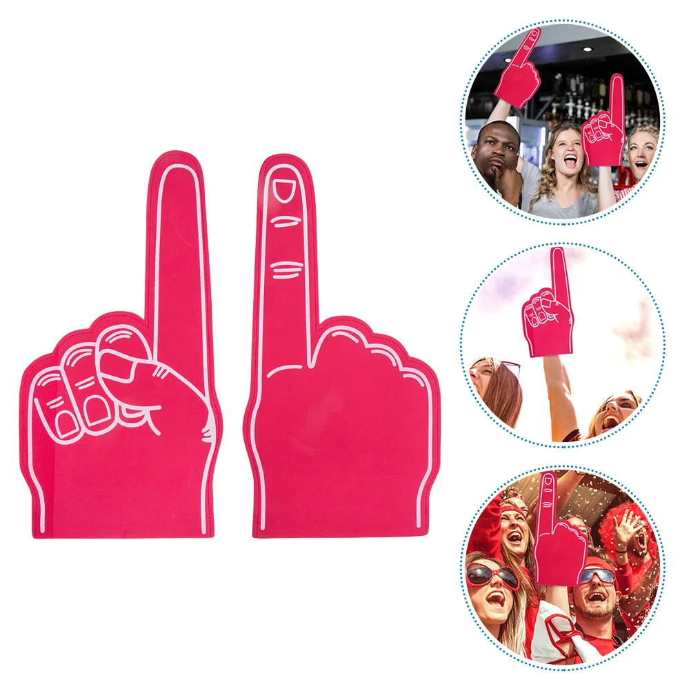 

2 Pcs Finger Cots Giant Foam Pointer Noise Makers Cheerleader Cheerleading Hand for Sporting Events Mittens White Border