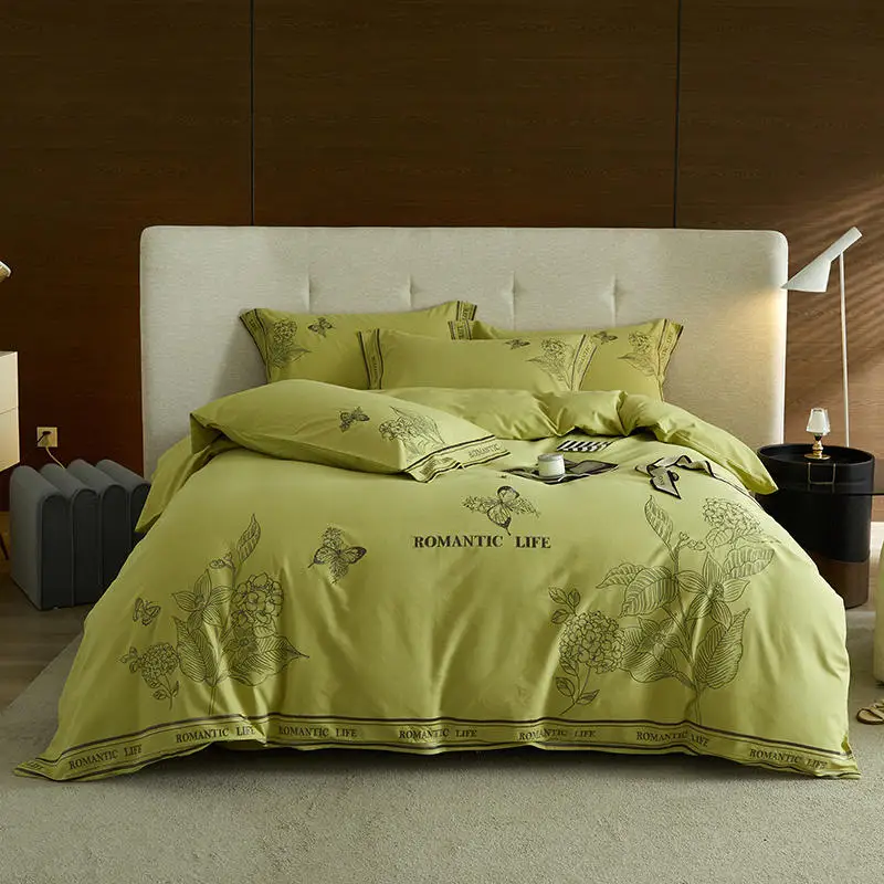

Cotton Ecological Luxury Abstract Embroidery Hotel BeddingSet Duvet Cover Set Bed Sheet fitted pillowcas for bed queen king