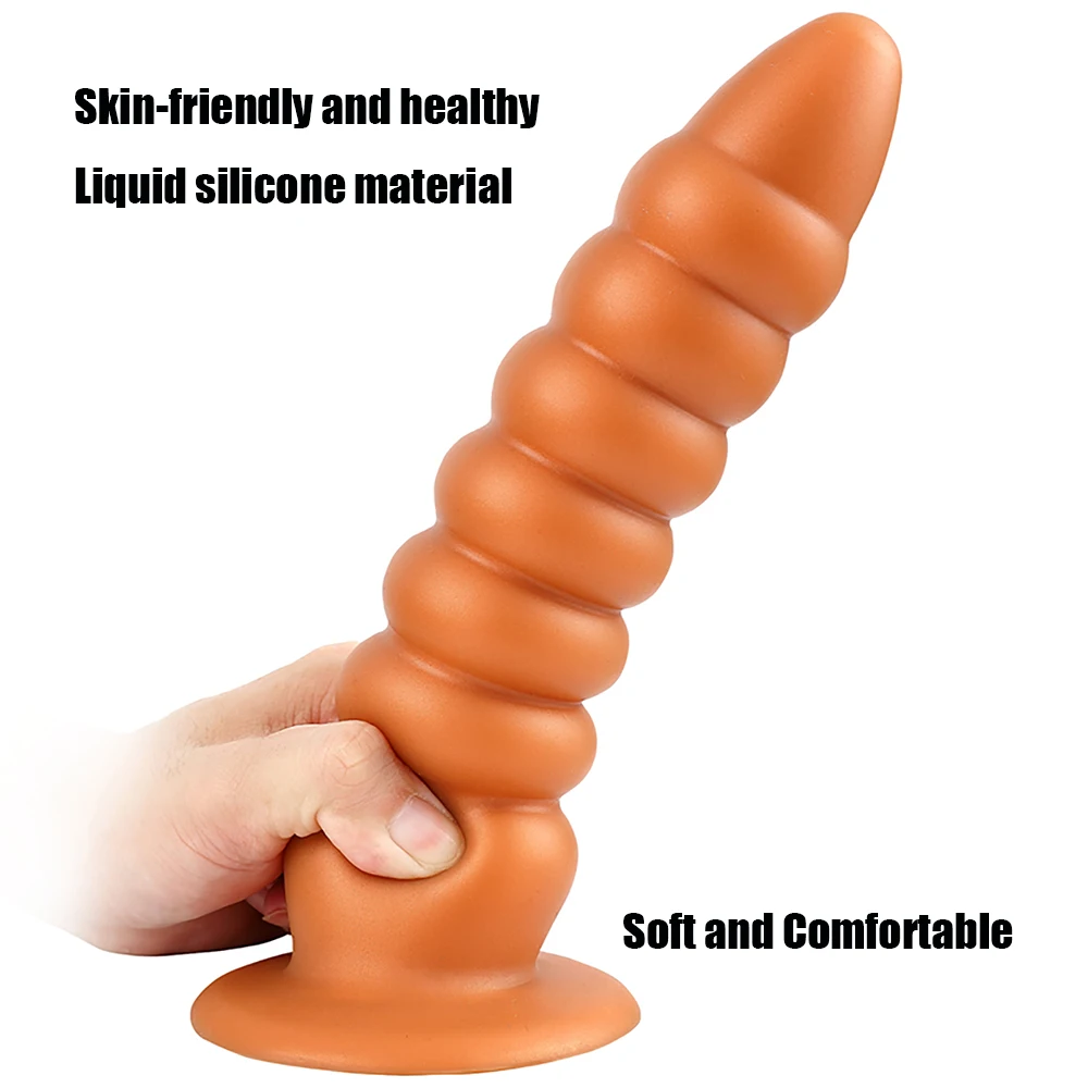 Dildo E Plug Anal De Silicone Com Segmentos Arredondados - JIUAI