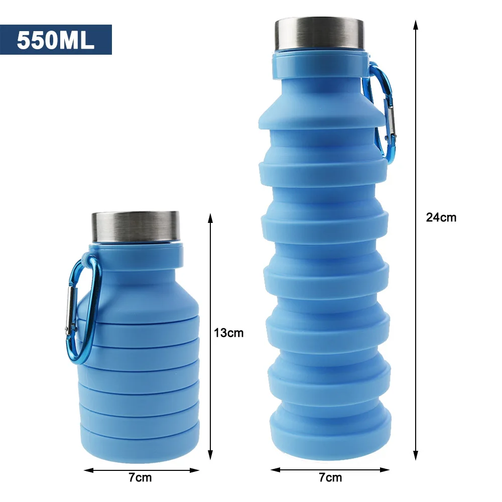  WATMHHJQ Botellas de agua plegables de silicona, 16 onzas, 16.9  fl oz, portátil, plegable, expandible, botella de agua, vasos deportivos, a  prueba de fugas, reutilizables, sin BPA, para actividades al 