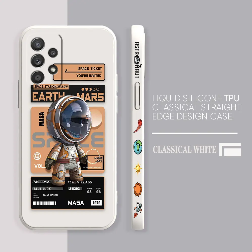 thumbnail image 1 of Funda para Samsung Galaxy A91 A73 A72 A71 A53 A52 A33 AO3S 4G 5G Funda de silicona líquida Simple elegante y lujosa astronautas espaciales, 1 of 5