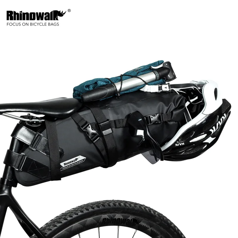 RHINOWALK Rhino Full Waterproof Bicycle Saddle Tail Bag Large Capacity 10L Road Bike Lightweight Long Distance Riding