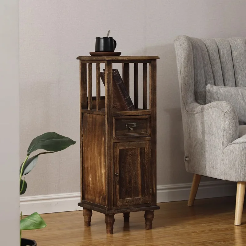 Simple locker small finishing bedroom solid wood bedside table small ins wind bucket cabinet American st