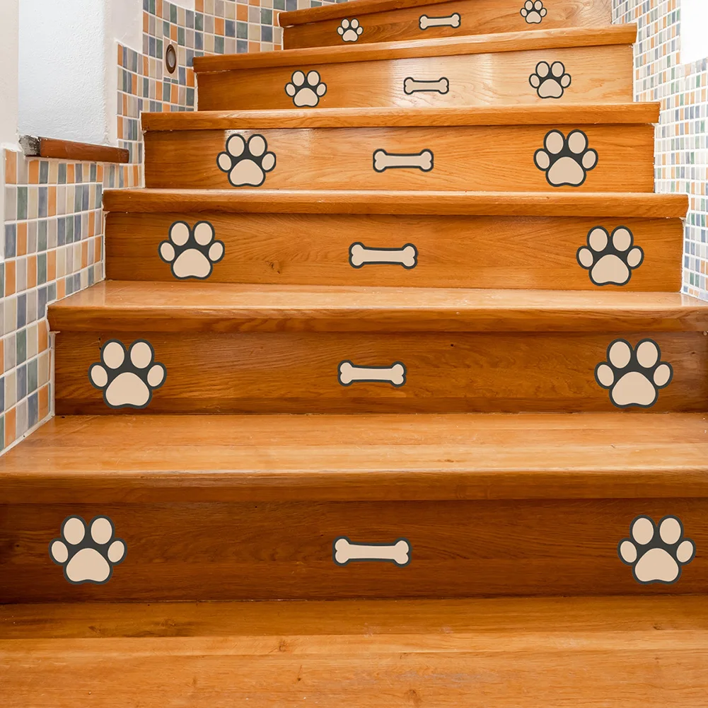 

1 Set Dog Paw Imprint Bone Luminous Stone Wall Decals Self-adhesive Stair Room Decor Wall Stickers For Home