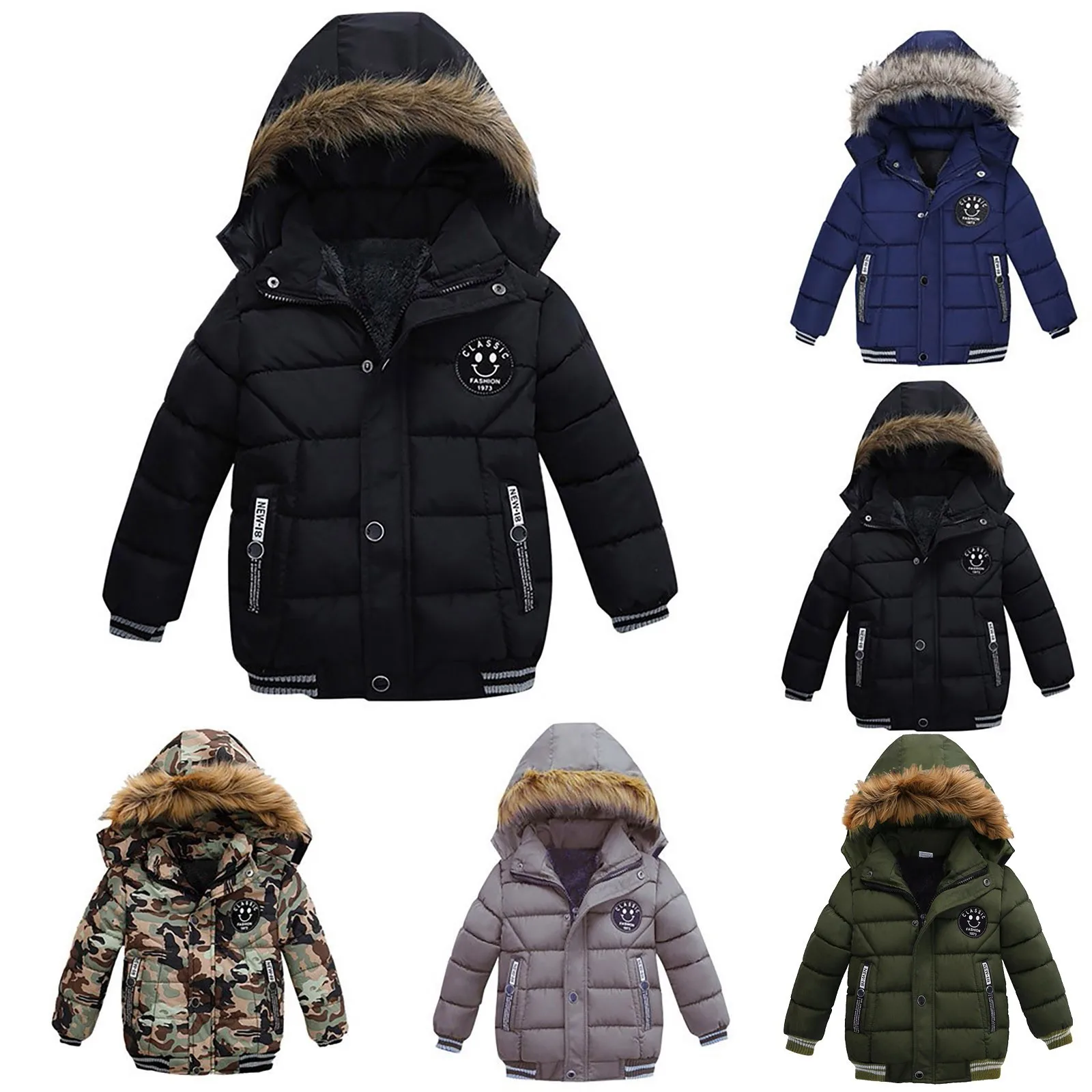 Autumn Winter Boys Jackets Keep Warm Cotton Thicken Kids Jackets Zipper Boys Hooded Outerwear Children's Clothing - 2