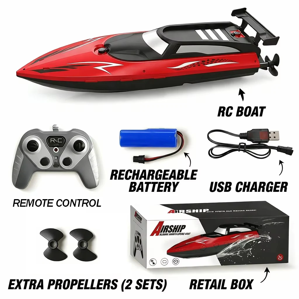 Bateau RC 2.4GHz 3502-2 - 2 Batteries - Bleu/Rouge