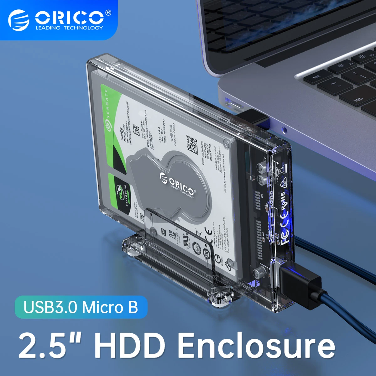 ORICO carcasa transparente disco duro externo, carcasa de HDD de 2,5 pulgadas, a USB 3,0, con soporte para SSD, HD, 4TB|Estuches para discos duros| - AliExpress