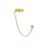 85814-8f2ca9.jpg Boucles d'oreilles tendance en acier inoxydable pour femmes, 1 pièce, chaîne à Double perçage, fleur coréenne, Zircon, clous de perçage, bijoux à la mode