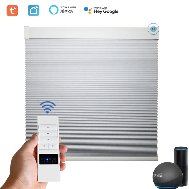 Smart Matters Motorized Blackout Honeycomb Blinds ทํางานร่วมกับ Alexa, Wifi Tuya, Zigbee Cellular Shades สําหรับ Windows ขนาดที่กําหนดเอง 1