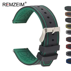 Universal Silicone Sport Strap - Quick Release Waterproof Replacement Bracelet - 22mm (Green - black)
