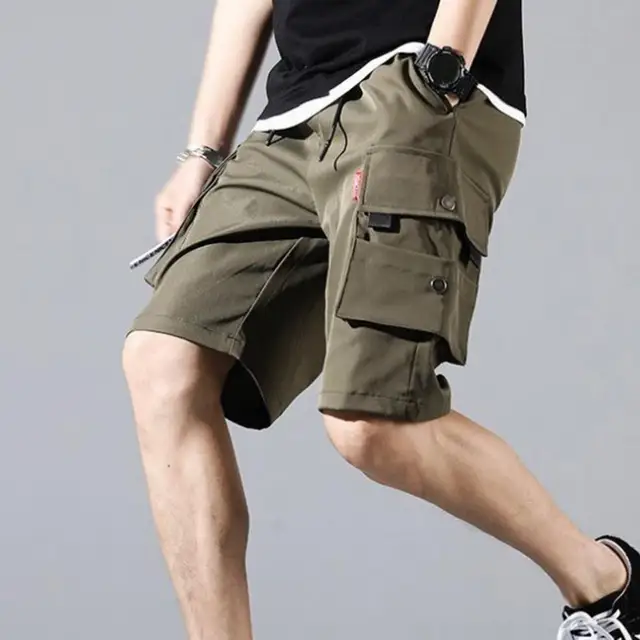 Men Shorts Waist Elastig Lliw Solid Shorts Arddegau 1