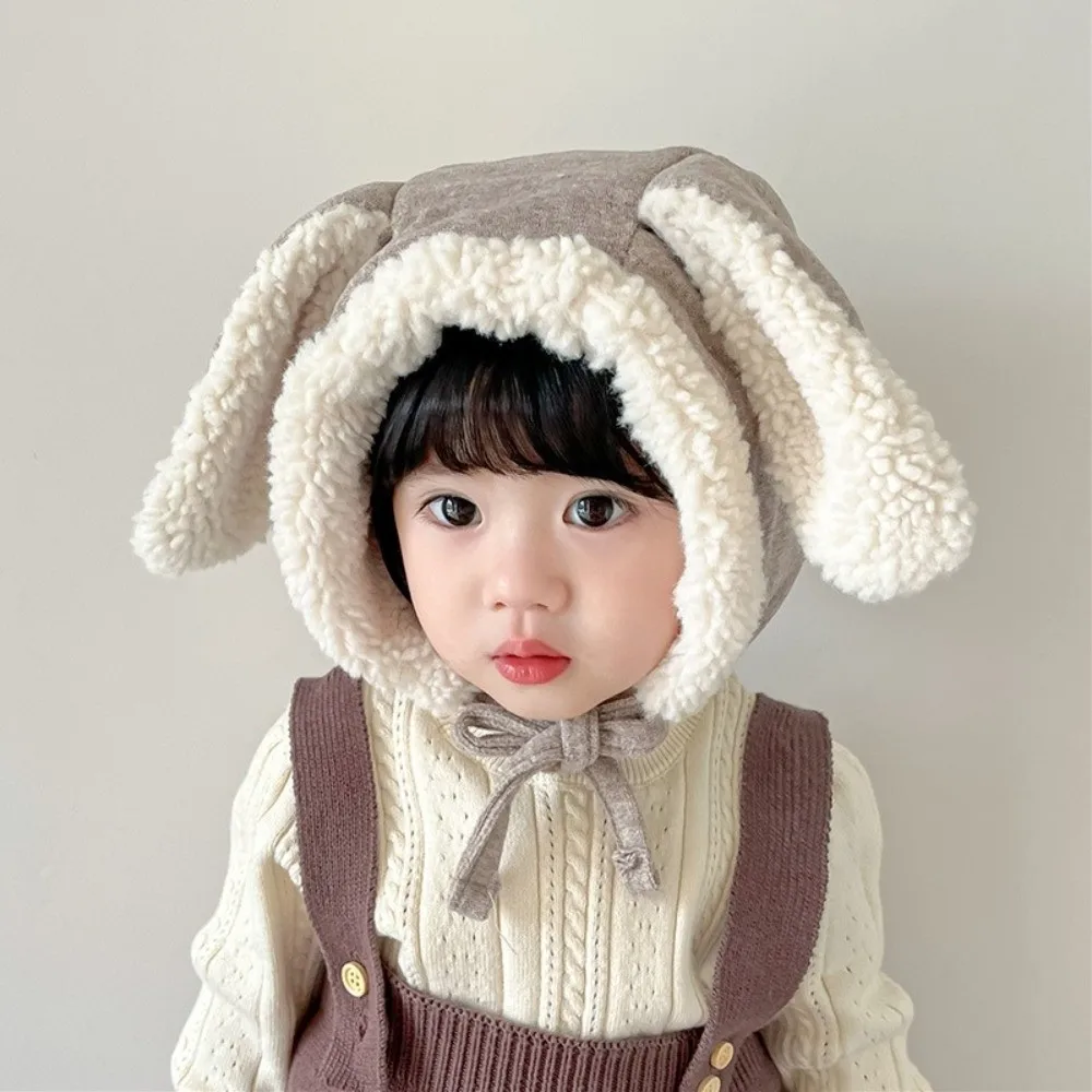 Kawaii Cute Rabbit Ear Hat Winter Fleece Baby Beanie Cap Thick Warm Ear Protection Hat Kids