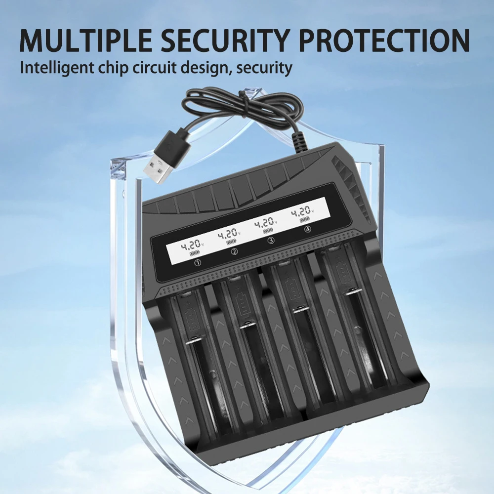 듀얼 지능형 LCD 배터리 충전기, 18650 4.2V 충전식 리튬 배터리, 1.2V NI-MH AA AAA 배터리용, 1 / 2/4  슬롯-Freehip.co.kr